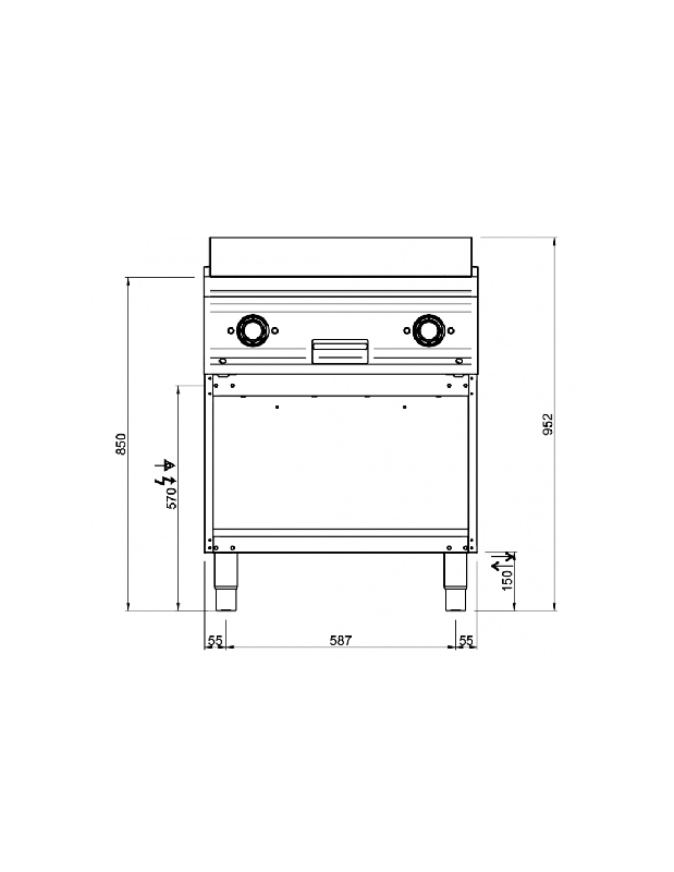 Grillade électrique rainurée sur placard ouvert - Plaque en acier Martin - DOMINA PRO 700 - FTBE77AR_1