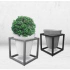 Jardinière CASUAL - Structure en acier 4x4cm - Pot en polyéthylène rotomoulé, UV résistant - Dimensions 60x60x60cm_1