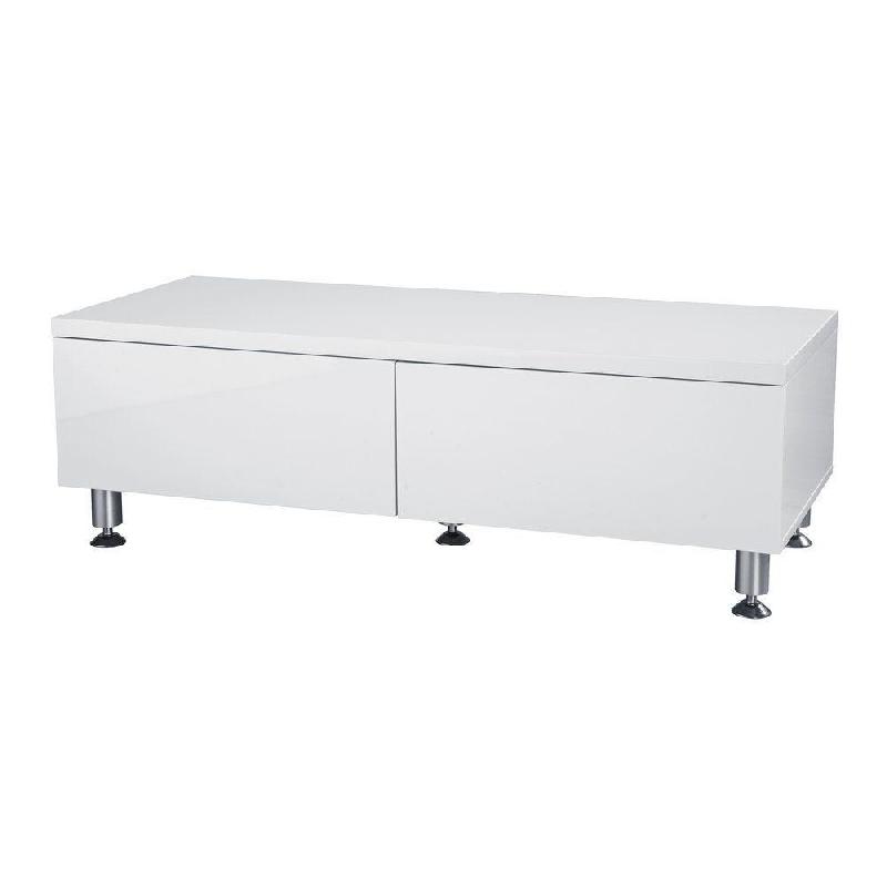 Meuble bas 2 tiroirs blanc laqué - MDF - 120x50x40cm - Pieds 12cm non réglables_1
