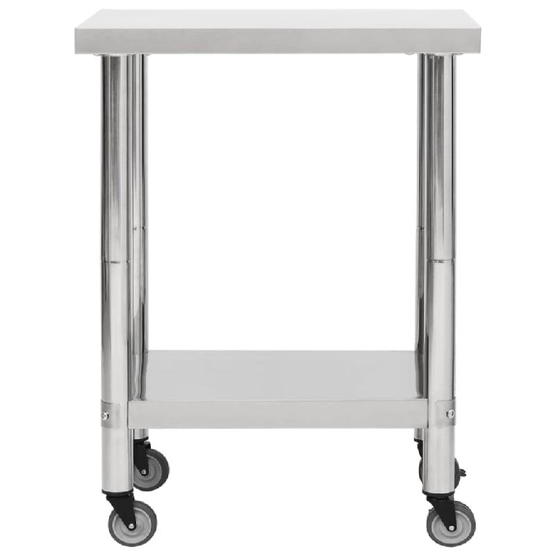 Vidaxl table de travail de cuisine avec roues 80x30x85 cm inox 51634_1