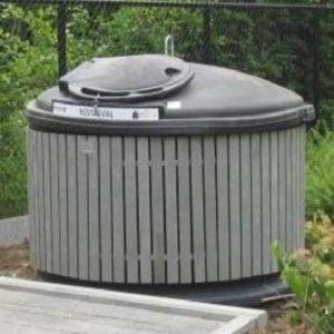 Conteneur semi-enterré Tierso Eco - bac extérieur en HDPE, revêtement bois, tri sélectif_1