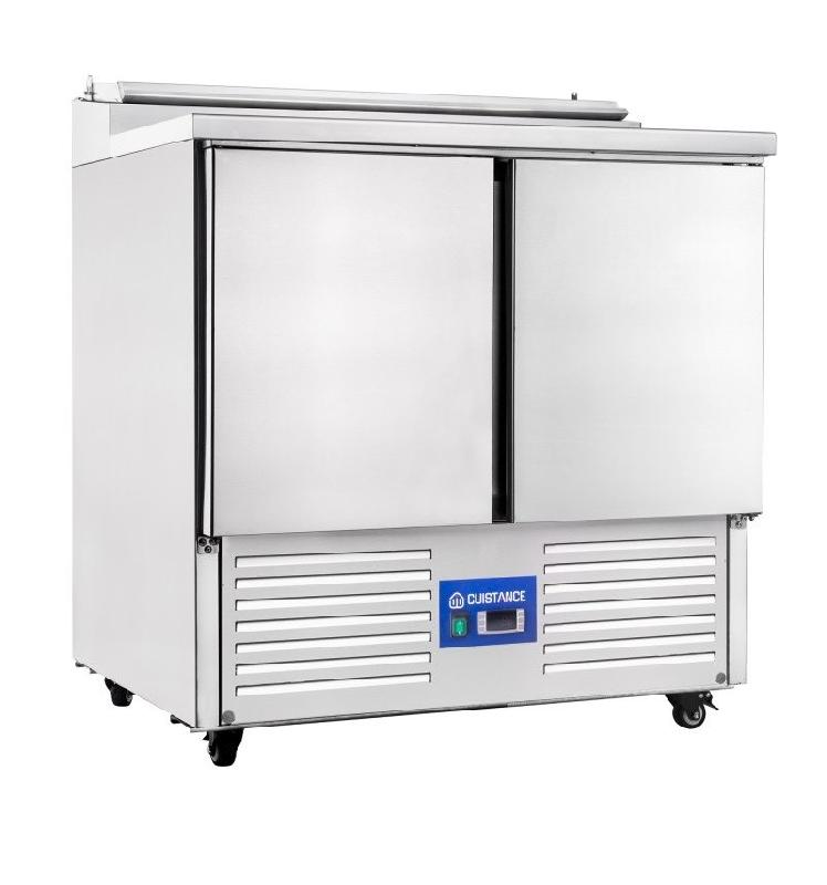 Saladette réfrigérée GN1/1 positive avec Compartiments GN et Plan de travail Inox 2 portes 257L CUISTANCE_1