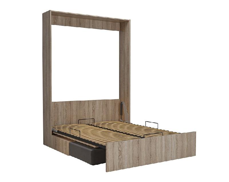 Armoire lit escamotable Dynamo Sofa - canapé chêne microfibre gris - couchage 140x200 cm_1