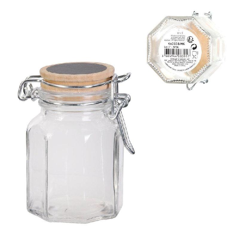 Bocal en verre avec couvercle craie L 8.7 x P 5.5 x H 8 cm_1