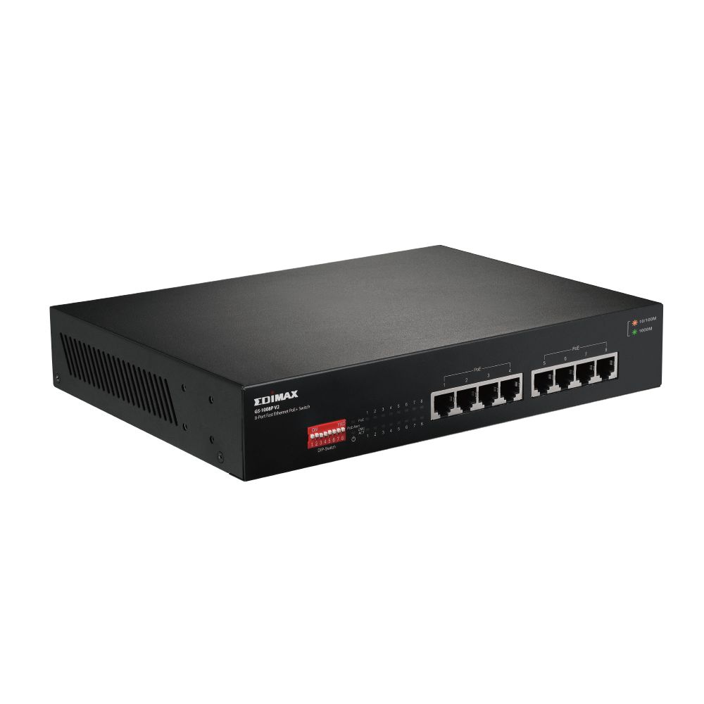 Commutateurs - switch - Emidax GS-1008P V2 - 8 ports RJ-45 PoE+ - Fanless - 16G Switching Capacity_1