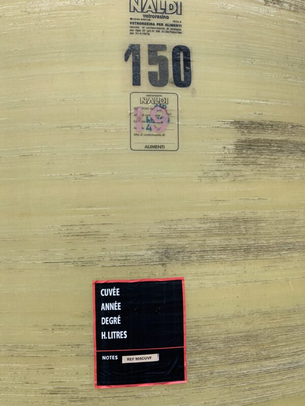 Cuve Naldi 150 hl d'occasion - fond plat, Ø 2300, hauteur 3900, porte 420×530, 2 vannes Ø 50_1