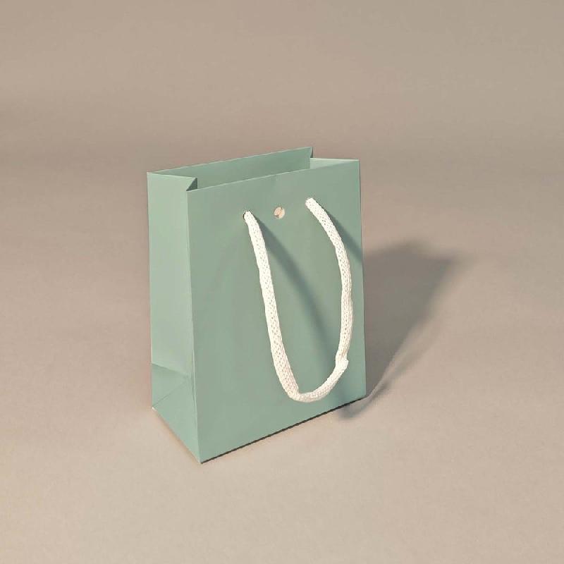 Sac luxe bleu gris poignées papier blanc 11x6x14 cm - par 12_1