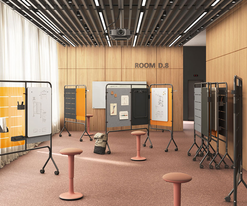 Cloison mobile acoustique avec tableau blanc et accessoires collaboratifs - Room Divider Flex Solution_1