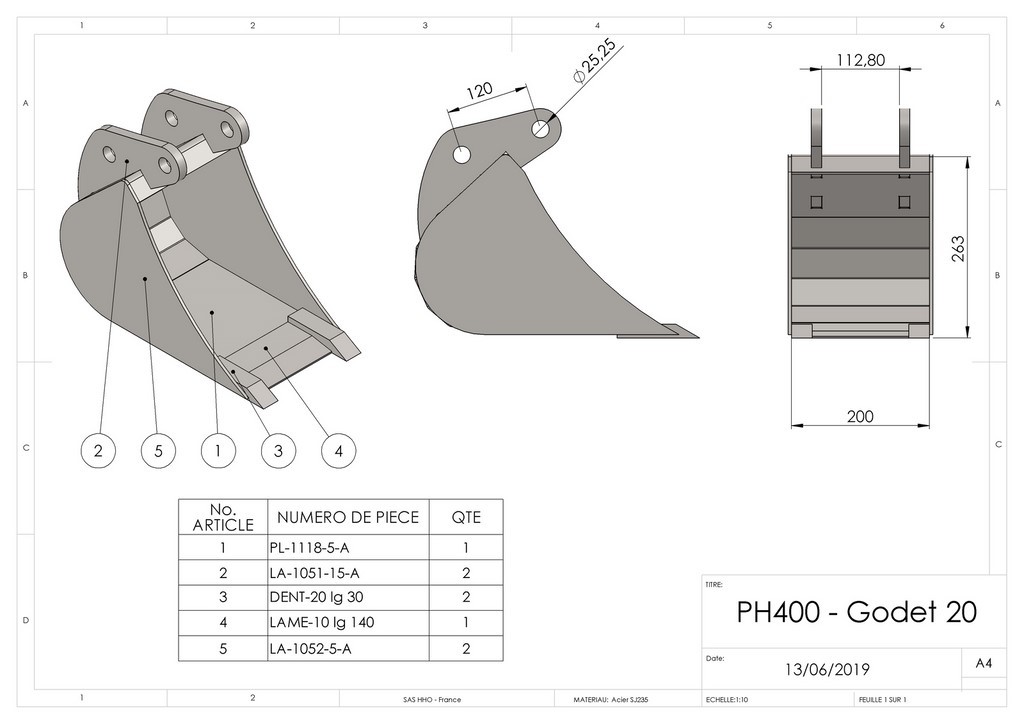 Godet standard 20 cm - hho_1