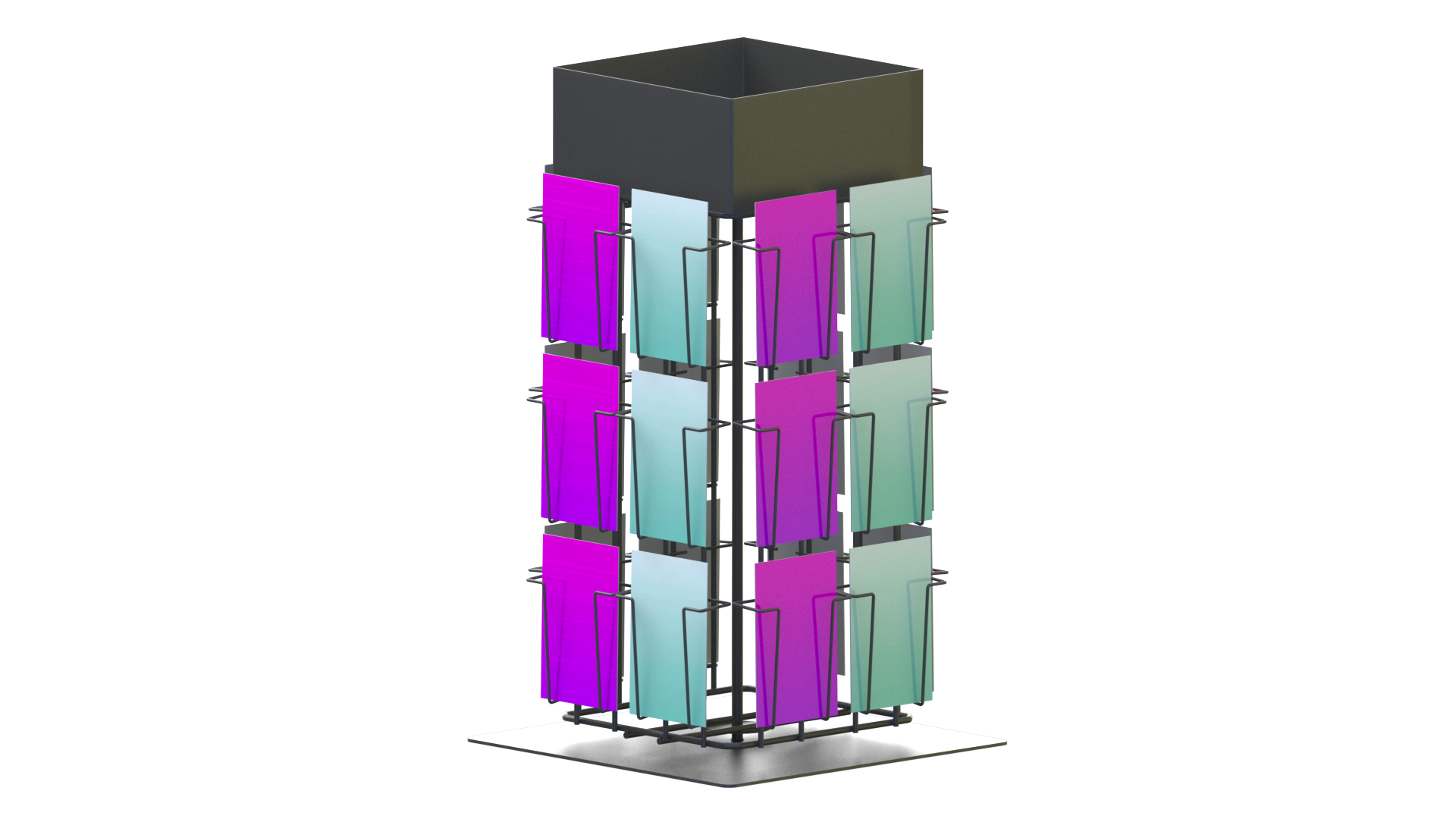 Présentoir mobile / comptoir en métal - 24 cases pour cartes postales - Format 10.5x15V_1