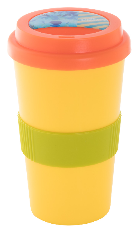 Mug thermos customisable - double parois plastique - 400 ml - bec verseur et grip silicone_1
