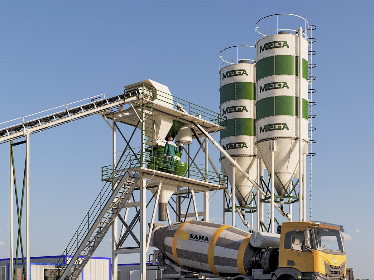 Centrale à béton de 30 m³ - Mélangeur planétaire 0.75 L, trémie d'agrégats 24 m³ et silo à ciment 45 tonnes_1