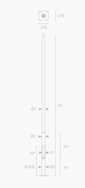 Mât d'éclairage public cylindrique tri-section / en acier galvanisé thermolaqué_1