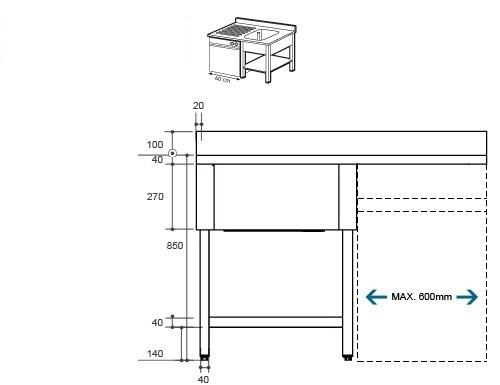 Plonge avec passage lave-vaisselle 1m20_1