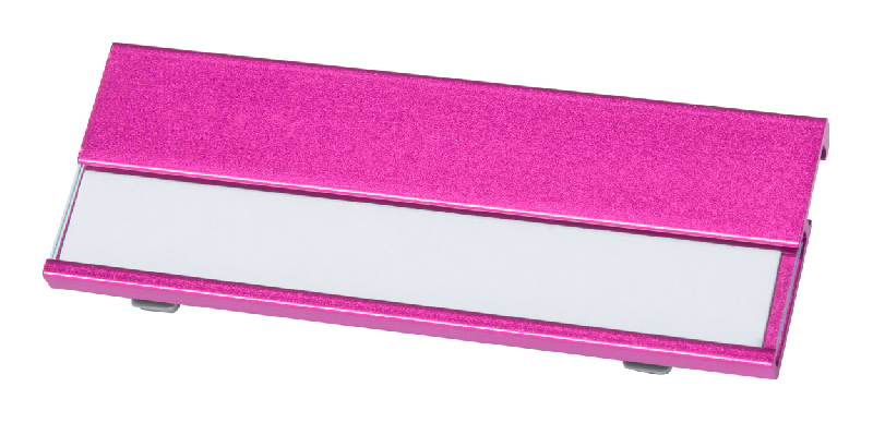 Badge identifiant en aluminium - papier remplaçable - couleur fuchsia - 9g_1