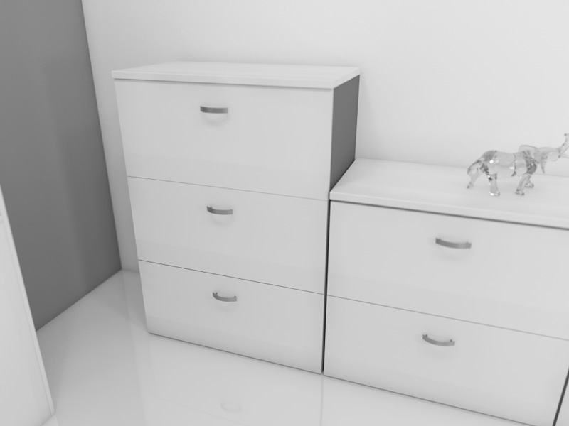 Armoire basse bicolore pour dossiers suspendus H121 - Bois mélaminé - 3 châssis télescopiques_1