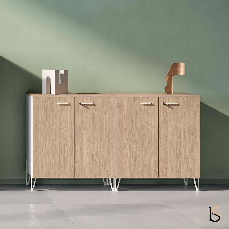 Armoire double version design - Quadrifoglio - Gris aluminium, Eucalyptus_1