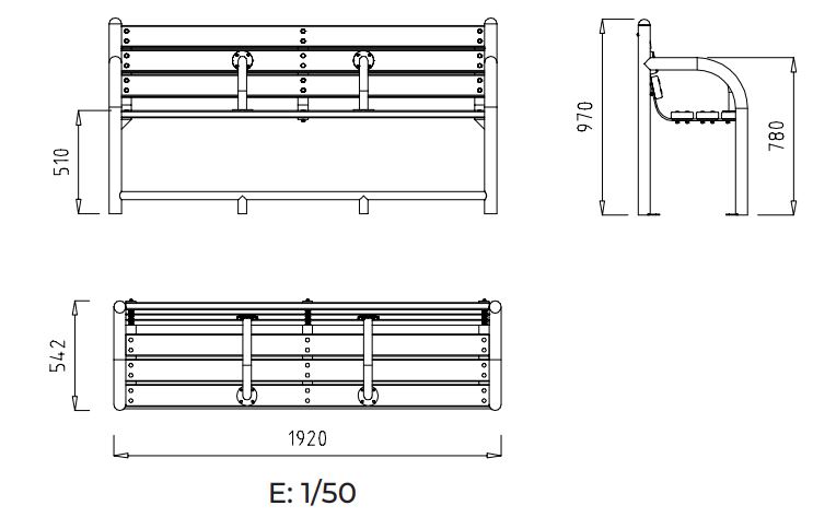 Banc public senior ergonomique en tube acier galvanisé - Réf MB351 - MB351TM - MB351TV_1