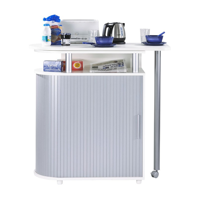 Desserte de cuisine fonctionnelle avec espace de rangement et plateau haut