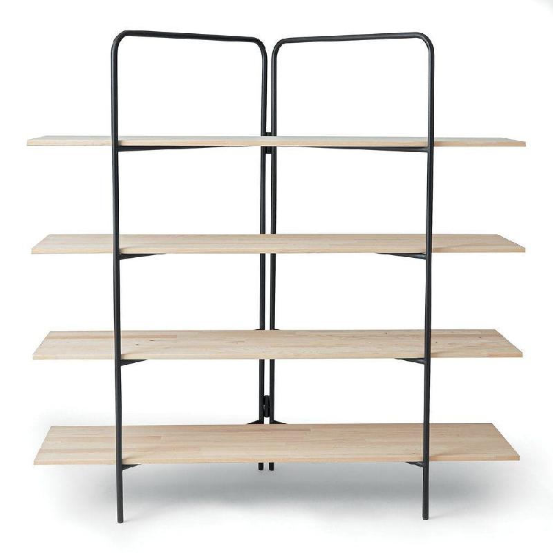 Etagère Symira structure noire 4 tablettes bois L170xH 170cm_1