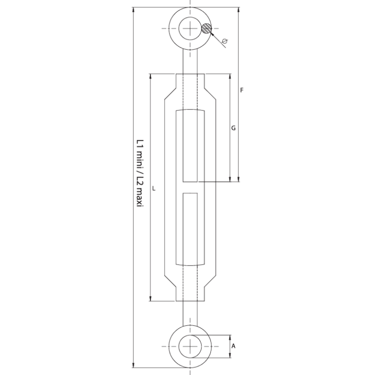 Tendeur d'arrimage œil/œil - REF : 44000 - Acier, finition zingage blanc, conformité CE_1