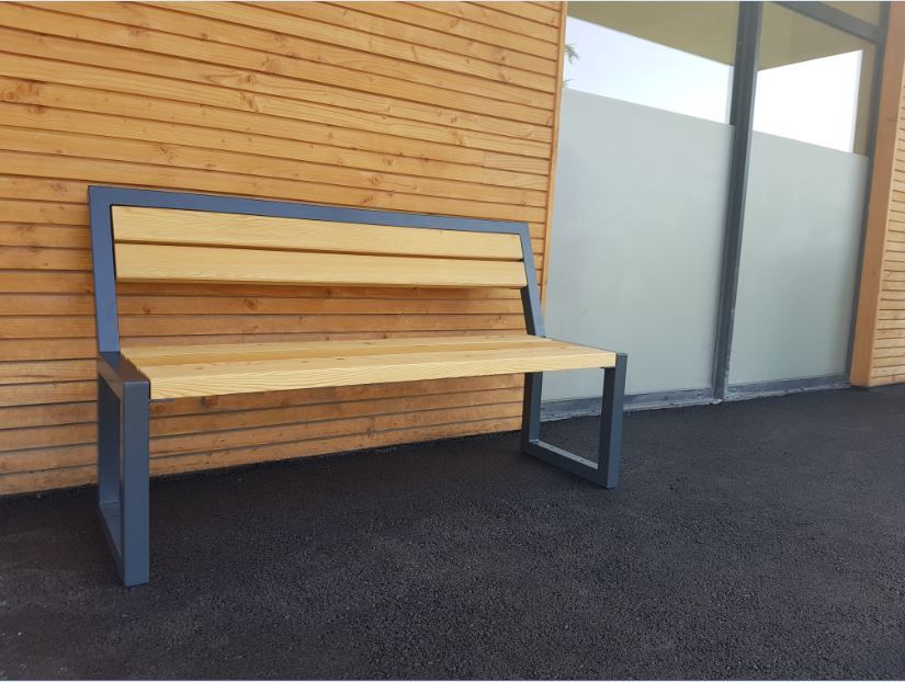 Banc public Miami Wood - Style Art Déco 1910 - Design acier et bois, confortable et durable_2