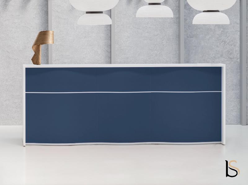 Comptoir d'accueil 3 personnes WAVE - MDD - 274, Bleu foncé mat_1