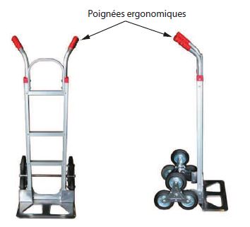 Diable en aluminium monte-escalier - 3 roues ST150-3W - Capacité 150 kg - Poids 17 kg_1