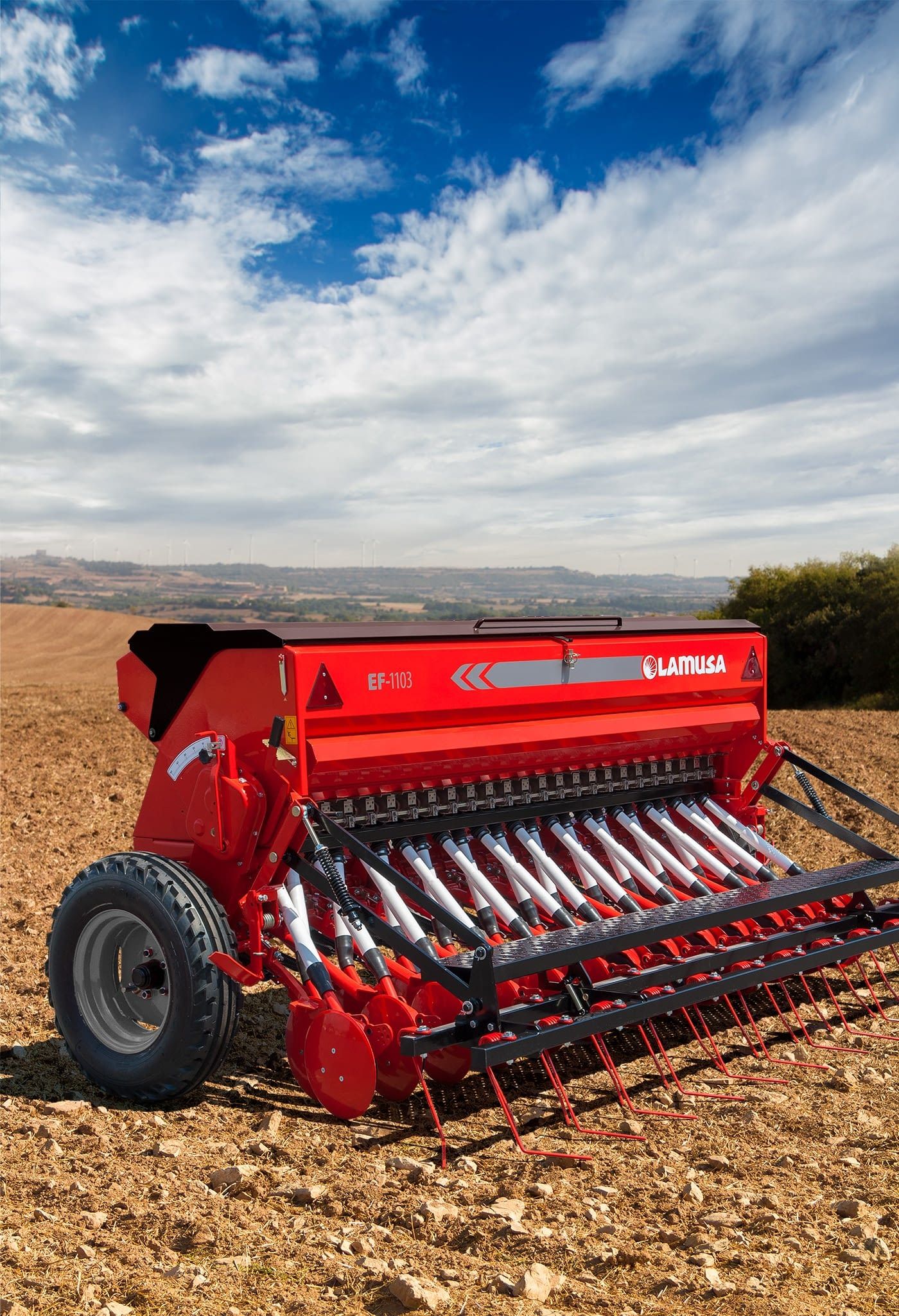 Vue détaillée du semoir agricole Ef-1103 disques