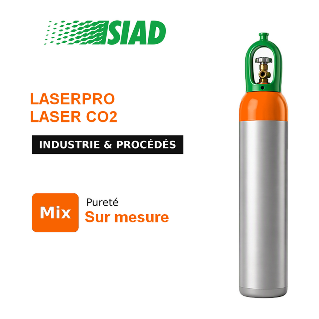 Mélanges laser SIAD - LASERPRO pour alimentation laser CO2 (CO2/He/N2) pour Rofin Sinar - bouteilles B50, B20 et B10_0
