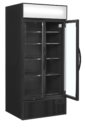 Vitrine réfrigérée noire deux portes vitrées avec canopy 535 L | Tefcold - FSC891HBlack_1