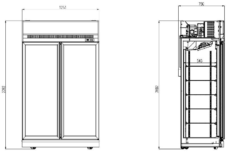 Réfrigérateur 2 portes en verre ins-1000r l1253 7455.2400 COMBISTEEL_1