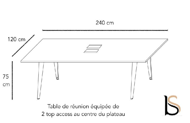 Table de réunion rectangulaire Pigreco - MARTEX - Oui, 240, Blanc, Blanc_1