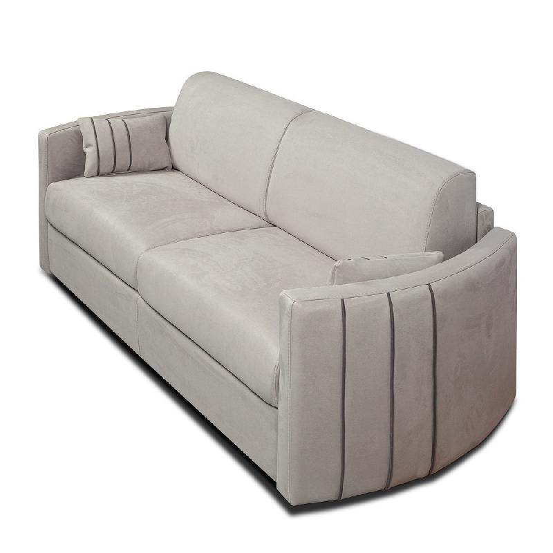 Canapé-lit convertible express Capri 3-4 places - Couchage 160x197 cm - Matelas 16 cm - Accoudoirs stylisés - Velours gris clair_1