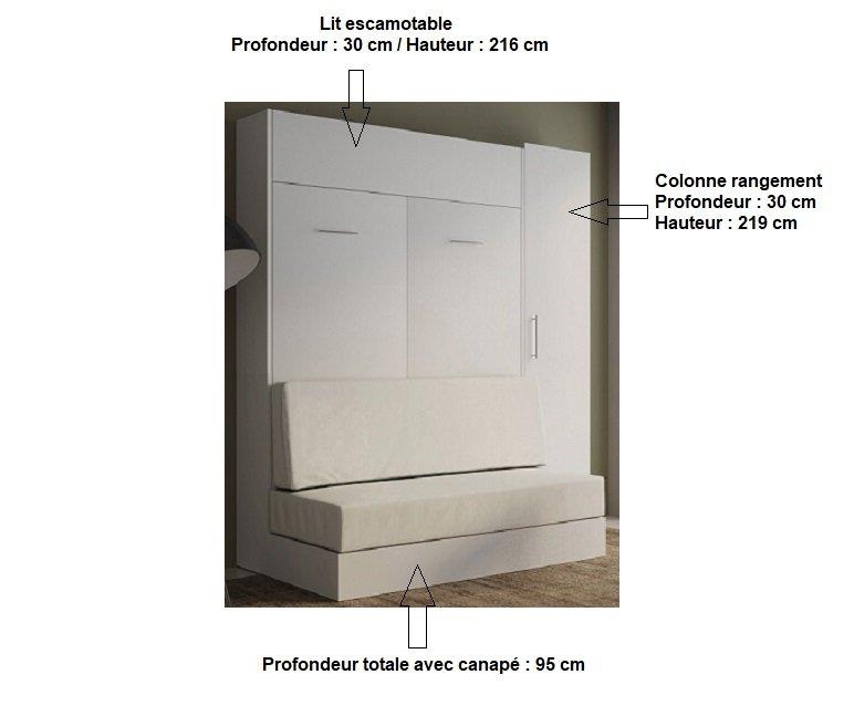 Composition lit escamotable avec rangement blanc - Dynamo Sofa - Canapé blanc cassé 140x200 cm - L201 cm_1