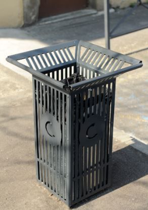 Poubelle publique Lea - personnalisable avec cendrier optionnel - acier galvanisé_1