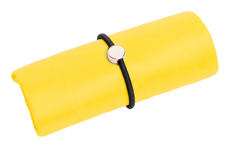 Sac shopping pliable en polyester 190D - bracelet en caoutchouc - couleur jaune - poids 22g_1