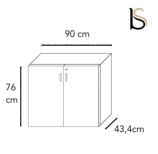 Armoire basse Pigreco - MARTEX. - Blanc pastel, Noyer Canaletto_1