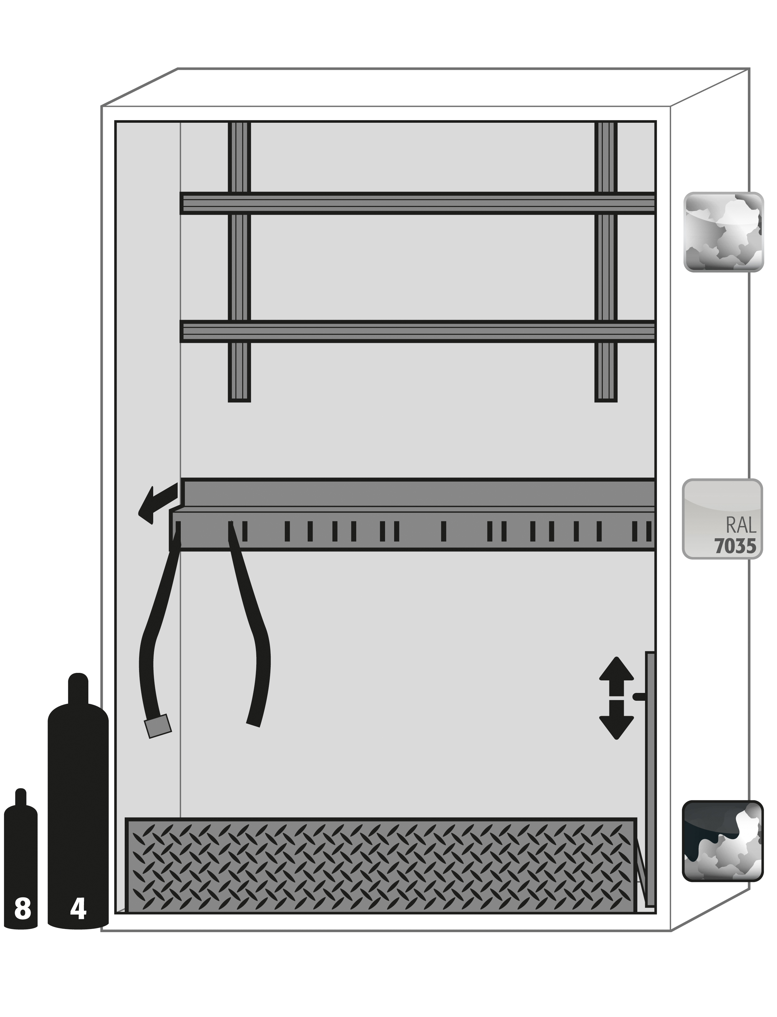Armoire de stockage intérieur pour bouteilles de gaz G-ULTIMATE-90 - modèle G90.205.140 - Réf 30641-001-30643 - Conforme NF EN 14470-2_1