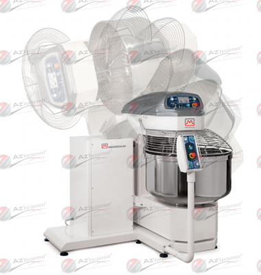 Pétrin à spirale Mecnosud SP60 - capacité de 60 à 250 kg, acier inoxydable, double moteur et vitesses réglables_1