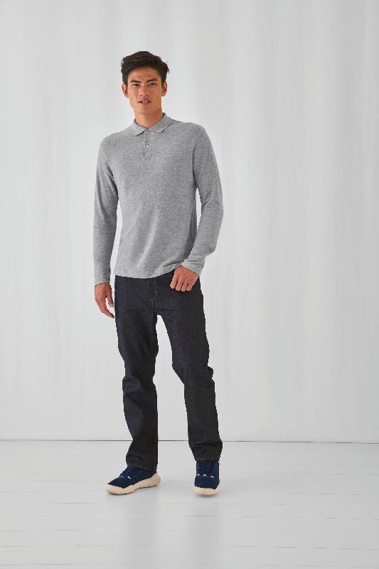Polo homme ID.001 manches longues - 100% coton pré-rétréci - Réf: CGPUI12_1