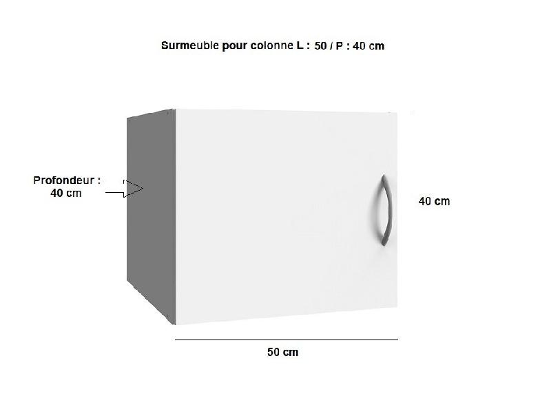 Surmeuble colonne de rangement LUND - Blanc mat - Largeur 50 cm x Hauteur 40 cm - Profondeur 40 cm_1