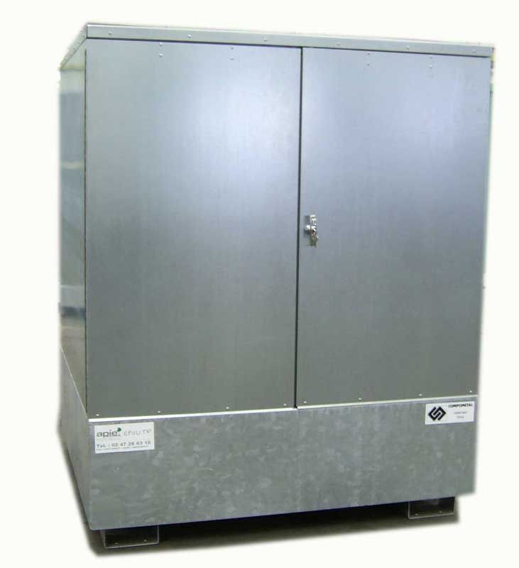 Armoire de stockage extérieur en rétention pour 2 fûts de 220 L verticaux_1