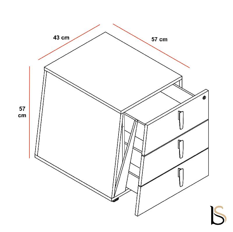 Caisson mobile pour bureau Larus - Dellarovere - Droite, Noyer_2