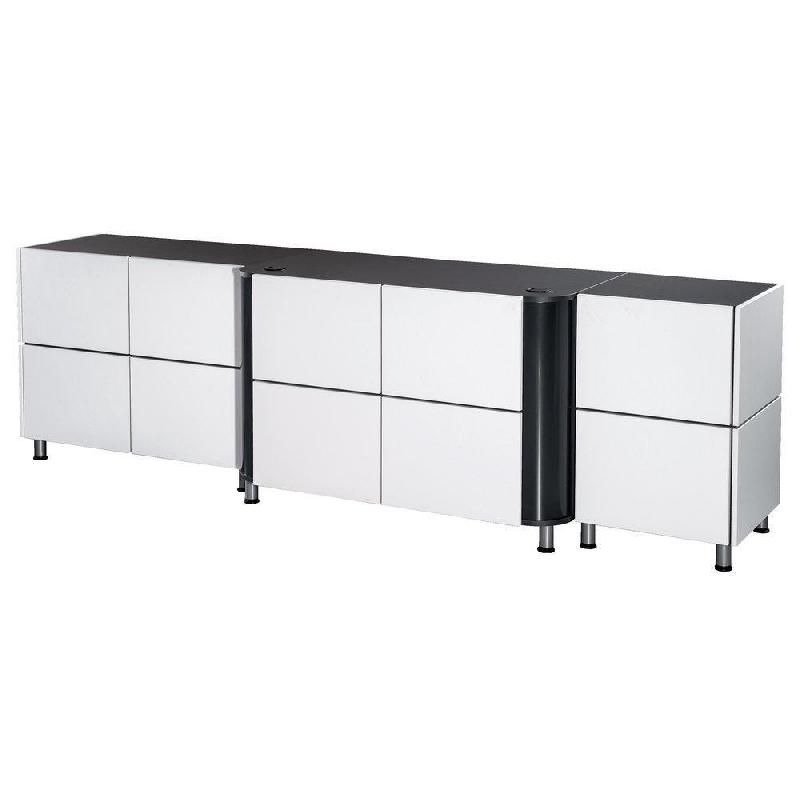 Comptoir MegaBanko avec double extension et façades unies anthracite et blanc 307x70x93cm_1