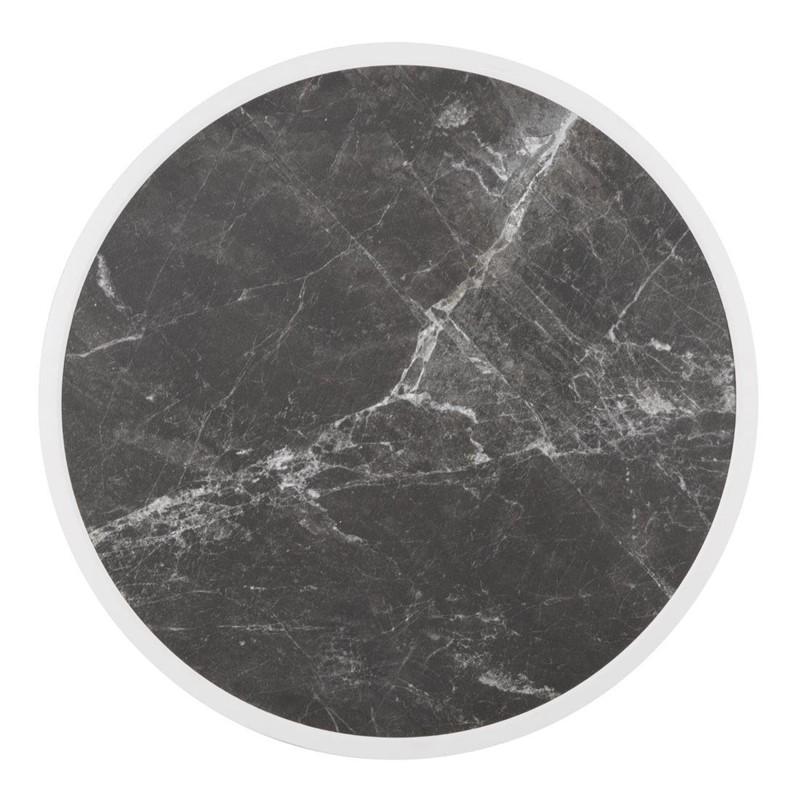 Plateau de table extérieur rond en verre trempé effet granit foncé bord blanc 580mm | Bolero - DL487_1