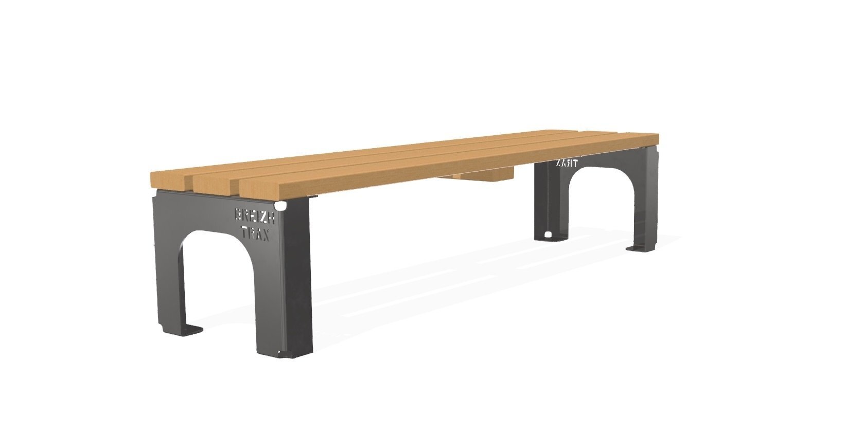 Banc sans dossier en acier inoxydable personnalisable - Référence MUB1 - Gravure personnalisée et bois durable classe IV_1