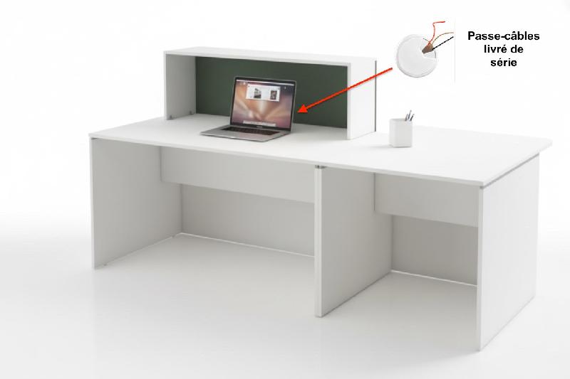Bureau d'accueil Pano avec partie PMR - Ofitres - 160, Blanc, Aigue Marine brillant_2