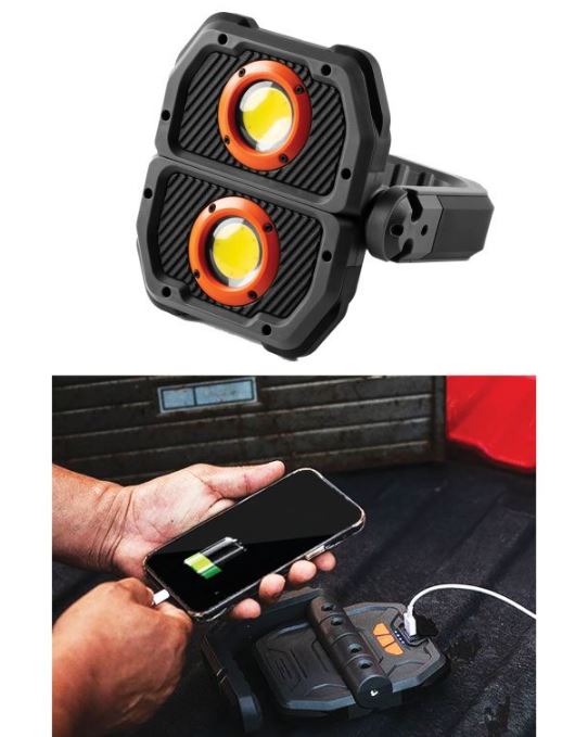 Lampe de travail orientable - Projecteur rechargeable 3000 lm - Power Bank 4500 mAh - Étanche IPX4 - 1008BG_1