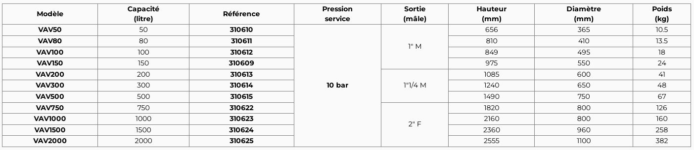 Réservoir à vessie vertical 50-2000 L en acier peint avec vessie EPDM interchangeable, 10 BAR - Aquasystem_1